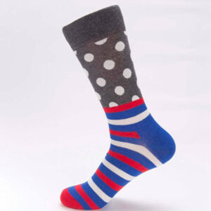 Grey/Blue/Red Spots & Stripes Socks