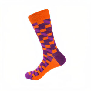 Orange/Purple 3D Cube Socks