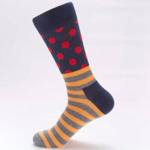 Navy/Red/Orange Spots & Stripes Socks