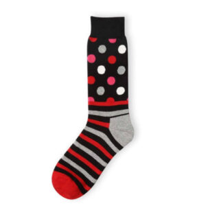 Black/Red/Pink Spots & Stripes Socks