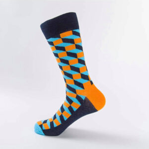 Navy/Orange/Blue 3D Cube Socks