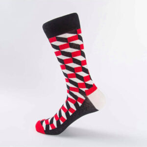 Black/Red/White 3D Cube Socks